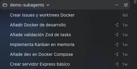 Sidebar con demo-subagents